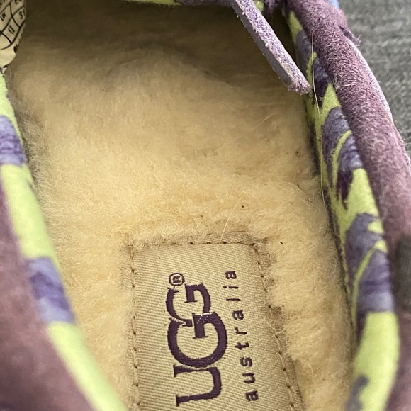 Ugg Australia Girls Sz 1 Purple Leather Lined Mocassin Slippers - Picture 9 of 16